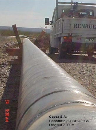 Constucción de gasoducto de 8 pulgadas SCH20 TGS, Longitud 7000m Realizado por Emprendimientos Metalúrgicos S.R.l: para Capex