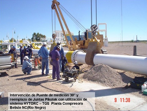 Intervención de puente de medición 30 pulgadas y reemplazo de juntas Pikotek con utilización de sistema HYTORC-TGS para planta compresora Belisle NC