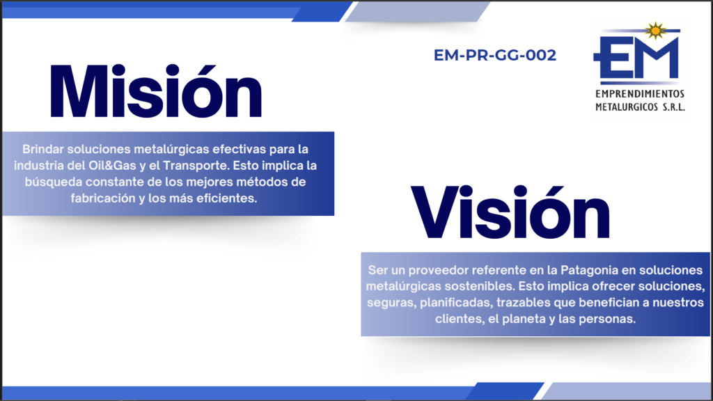 Politica y vision de la empresa emprendimientos metalurgicos srl